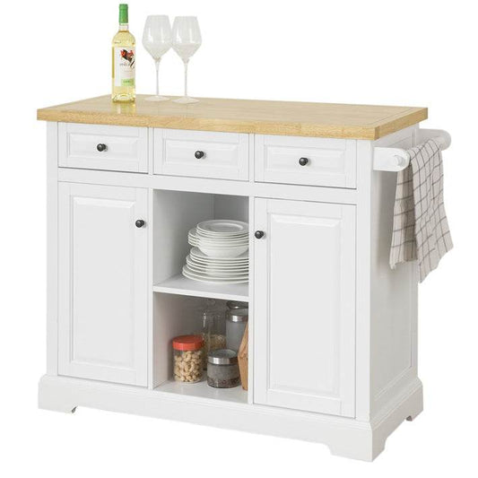 Kücheninsel Küchenwagen Küchenschrank Sideboard auf Rollen weiss - Palo24