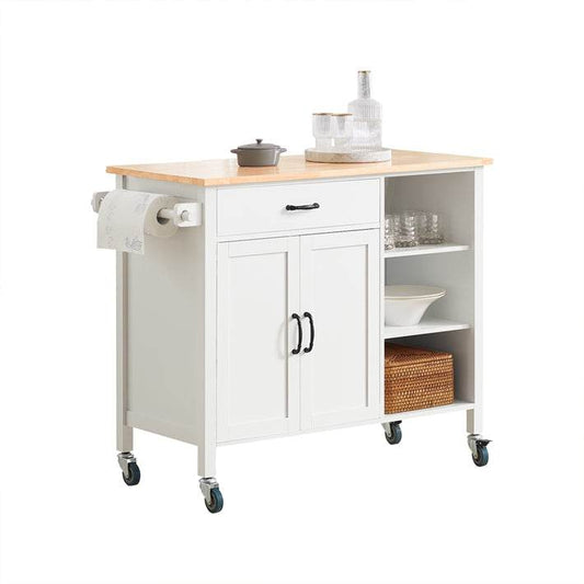 Küchenschrank Weiss Küchenwagen mit Schubladen | Servierwagen Holz | FKW103-WN - Palo24