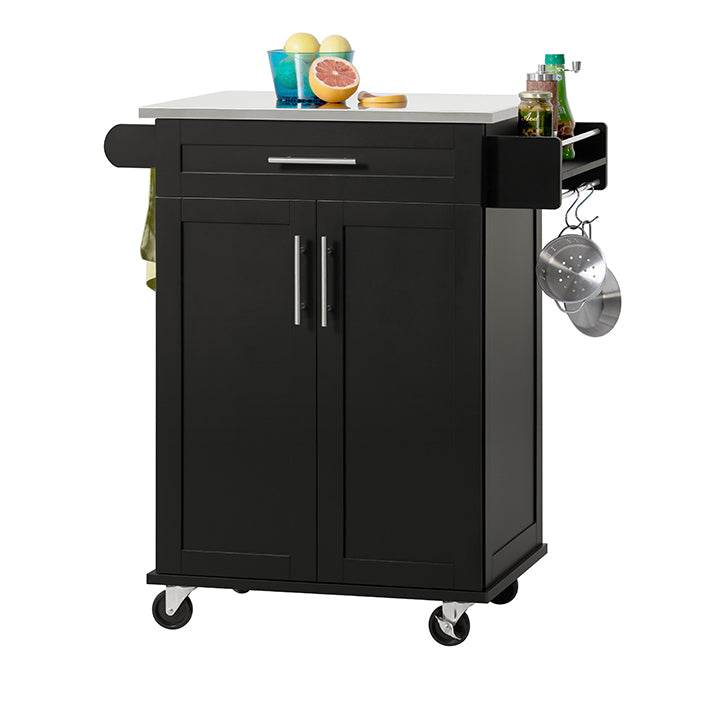 Küchenwagen | Getränkewagen fürs Büro | Servierwagen Schwarz | FKW110-SCH - Palo24