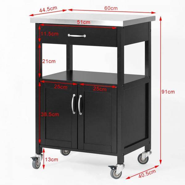 Küchenwagen | Getränkewagen fürs Büro | Servierwagen Schwarz - Palo24