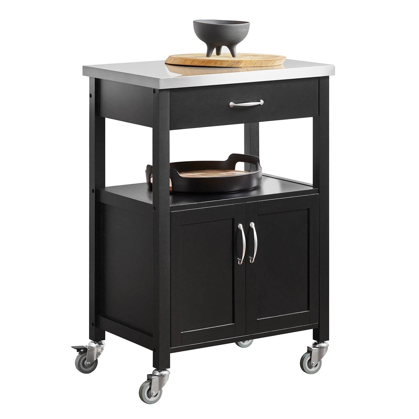 Küchenwagen | Getränkewagen fürs Büro | Servierwagen Schwarz - Palo24
