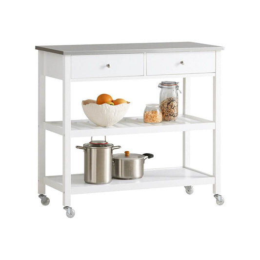 Küchenwagen mit Edelstahlplatte | Sideboard | Servierwagen Weiss - Palo24