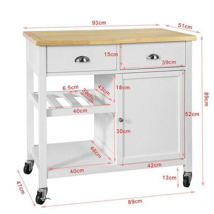 Küchenschrank Weiss | Küchenwagen mit Schubladen | Servierwagen Holz - Palo24