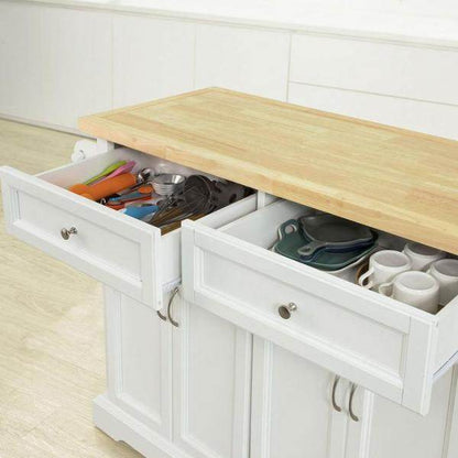 Kücheninsel | Küchenwagen mit erweiterbarer Arbeitsfläche | Küchenschrank Weiss - Palo24