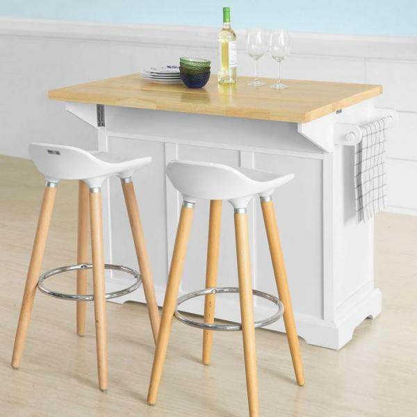 Kücheninsel | Küchenwagen mit erweiterbarer Arbeitsfläche | Küchenschrank Weiss - Palo24