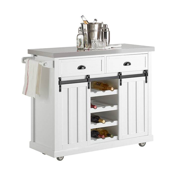 Kücheninsel | Küchenwagen mit Flaschenablage | Küchenschrank Weiss - Palo24