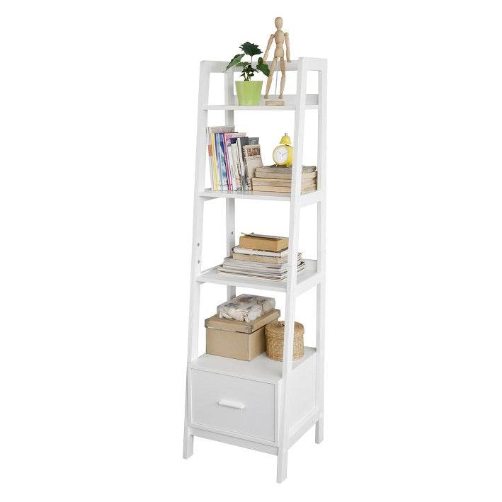Leiterregal Weiss | Bücherregal Breit 44cm | Standregal Holz - Palo24