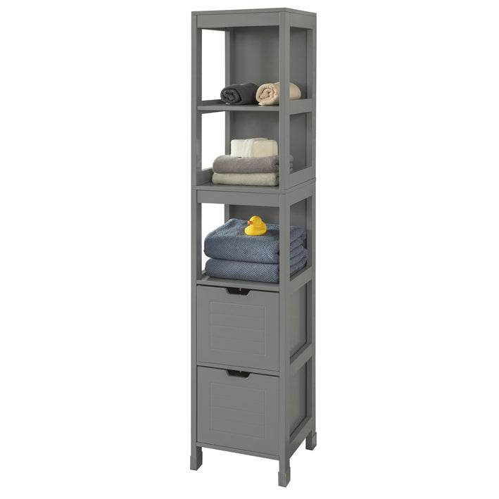 Bad Hochschrank | Badschrank stahlgrau | Badezimmermöbel Landhaus - Palo24