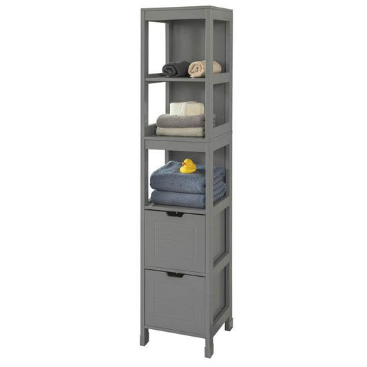 Bad Hochschrank | Badschrank stahlgrau | Badezimmermöbel Landhaus - Palo24