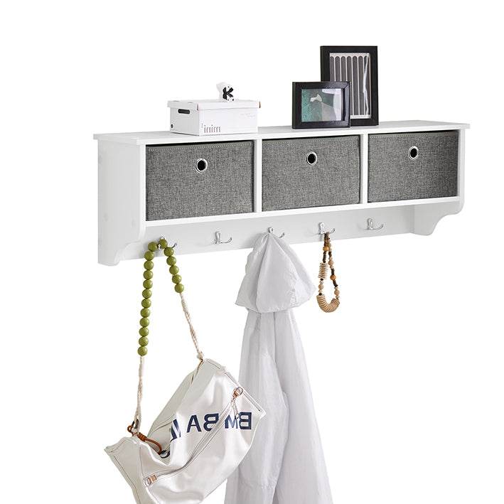 Wandgarderobe Kleiderhaken Flurgarderobe Weiss-Hellgrau - Palo24