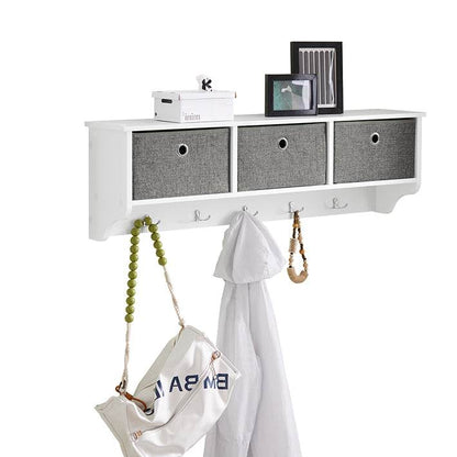 Wandgarderobe Kleiderhaken Flurgarderobe Weiss-Hellgrau - Palo24