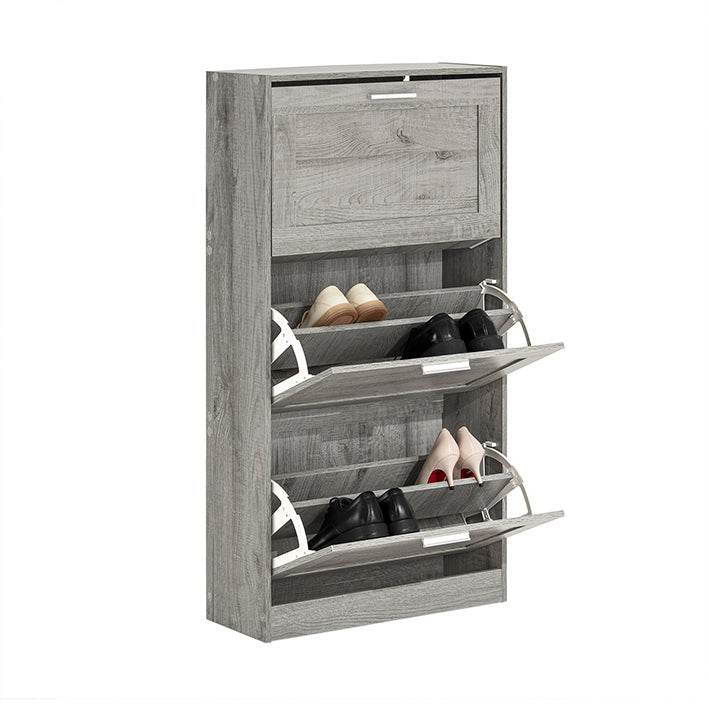 Schuhkipper | Schuhschrank mit 3 Klappen | Schuhkommode | Hellgrau | FSR137-L-HG - Palo24