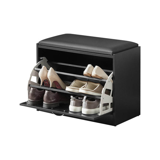 Schuhkipper | Schuhbank mit Schuhregal | Schwarz | FSR16-SCH - Palo24