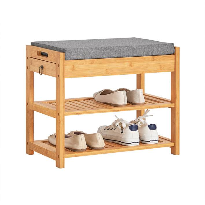 Schuhbank Sitzbank mit Schuhregal Breit 55cm Bambus - Palo24