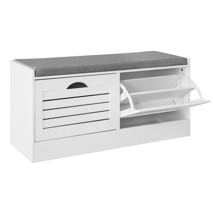 Schuhkipper | Schuhbank mit Schuhfach | Landhausstil Weiss - Palo24