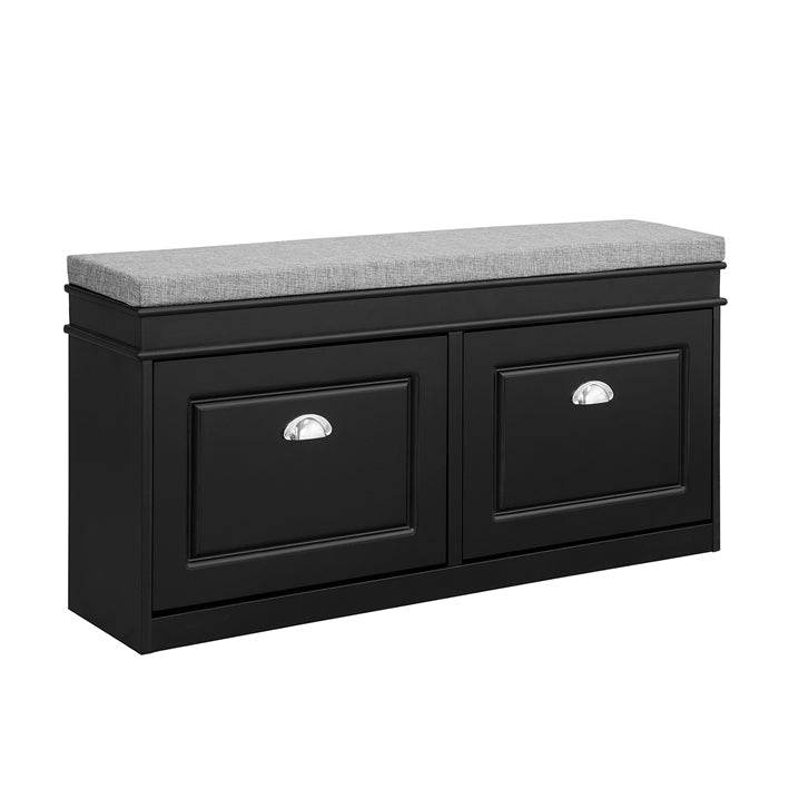 Schuhkipper | Schuhbank mit Schuhfach | Landhausstil Schwarz | FSR64-SCH - Palo24