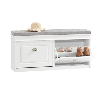 Schuhkipper Schuhbank mit Schuhfach Landhausstil Weiss - Palo24