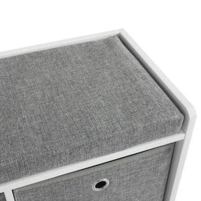 Sitzkommode Schuhtruhe Sitzbank mit 2 Körben Weiss-Grau - Palo24
