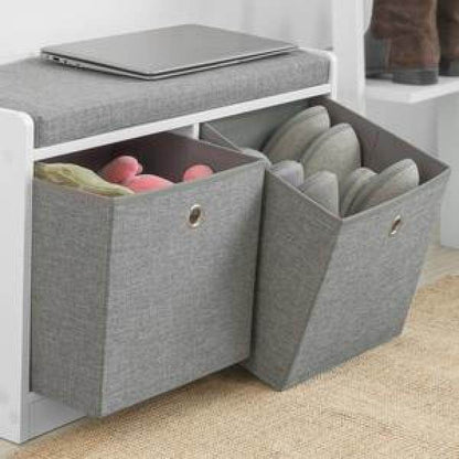 Sitzkommode Schuhtruhe Sitzbank mit 2 Körben Weiss-Grau - Palo24