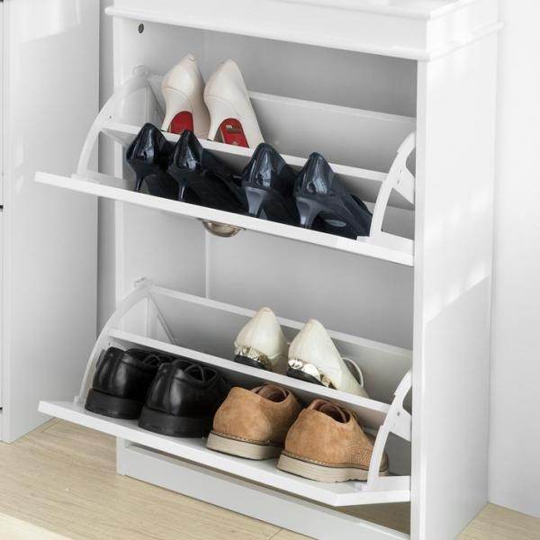 Schuhkipper | Schuhschrank mit 2 Klappen | Schuhkommode Weiss - Palo24