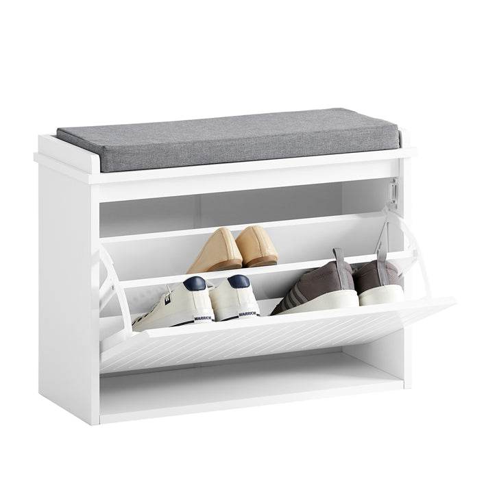 Schuhkipper | Schuhbank mit Schuhfach | Sitzbank Weiss FSR98-W - Palo24