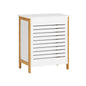 Wäschetruhe Wäschesammler Wäschekorb Wäschetonne mit Deckel Wäschebox Weiss+Natur B50XT30XH60cm - Palo24