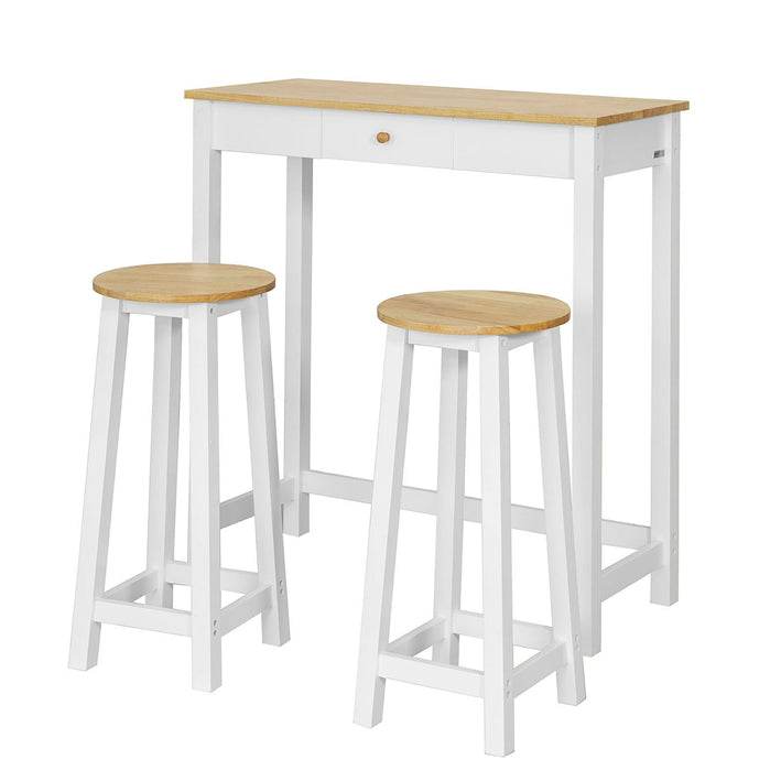 Bartisch Mit 2 Barhockern | Weiss-Natur - Palo24