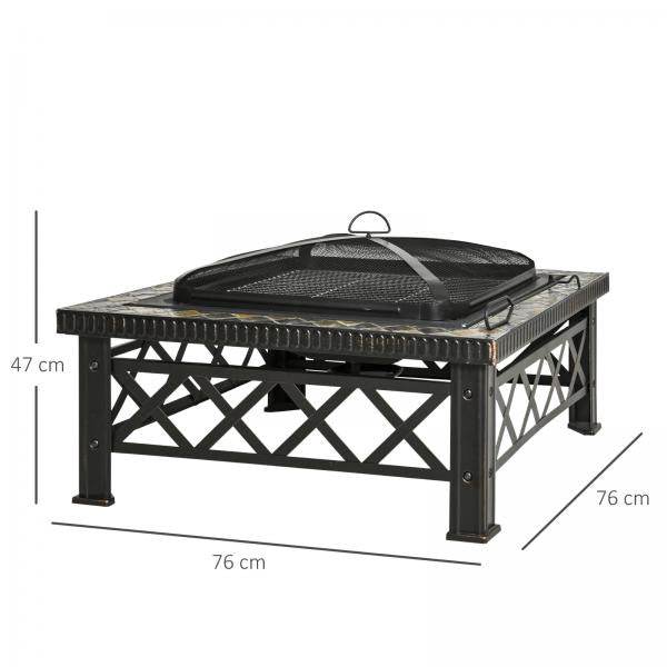 3-in-1 Feuerschale Feuerkorb mit Funkenschutz Grillrost BBQ - Palo24