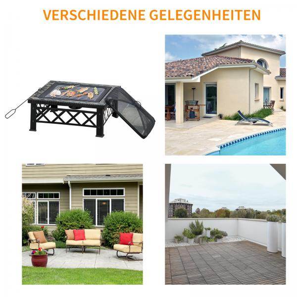3-in-1 Feuerschale Feuerkorb mit Funkenschutz Grillrost BBQ - Palo24