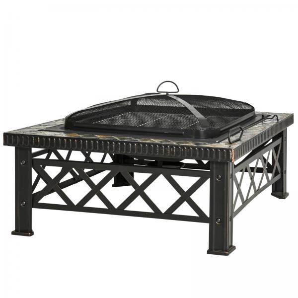 3-in-1 Feuerschale Feuerkorb mit Funkenschutz Grillrost BBQ - Palo24