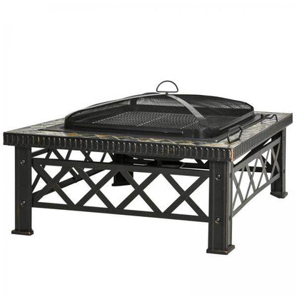 3-in-1 Feuerschale Feuerkorb mit Funkenschutz Grillrost BBQ - Palo24