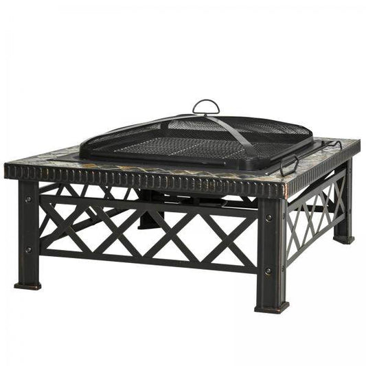 3-in-1 Feuerschale Feuerkorb mit Funkenschutz Grillrost BBQ - Palo24