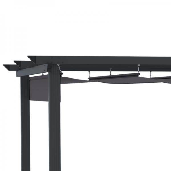 Pergola mit anpassbarem Verdeck Aluminium Grau+Schwarz 3 x 3 m - Palo24
