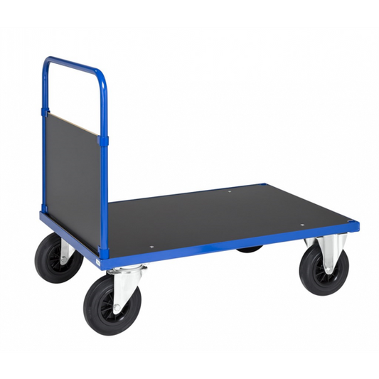 Einseitiger Wand Plattformwagen MDF Platte Blau Industrie Schule Transport - Palo24
