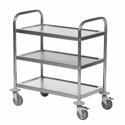 Edelstahlwagen Etagenwagen bis 100kg 4 Lenkrollen, 2 davon mit Bremse - Palo24