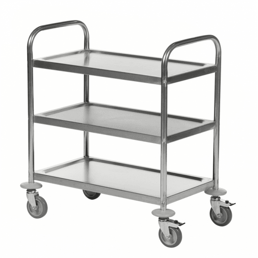 Edelstahlwagen Etagenwagen bis 100kg 4 Lenkrollen, 2 davon mit Bremse - Palo24