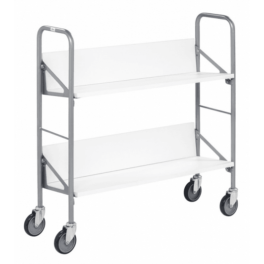 Archivwagen in weiss mit 4 Buchstützen und 50kg Tragkraft - Palo24