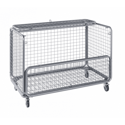 Gitterwagen bis 150kg belastbar, 4 Lenkrollen, 2 davon mit Bremse, grau - Palo24