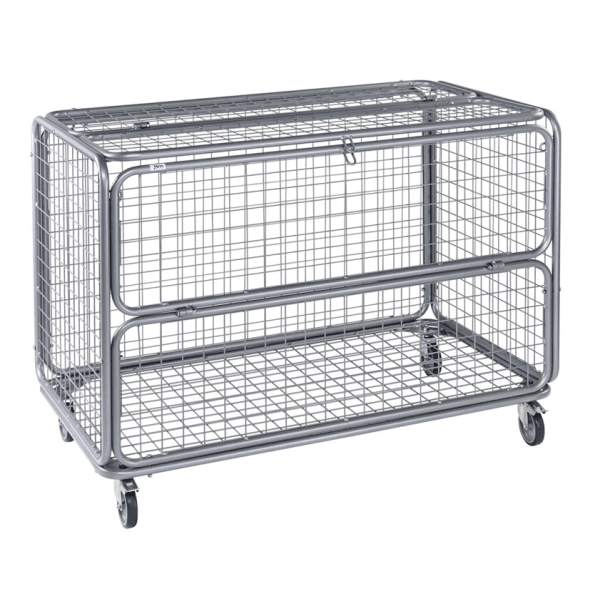 Gitterwagen bis 150kg belastbar, 4 Lenkrollen, 2 davon mit Bremse, grau - Palo24