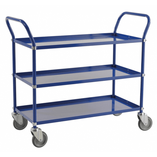 Etagenwagen 3 Böden bis 250kg belastbar 4 Lenkrollen blau - Palo24