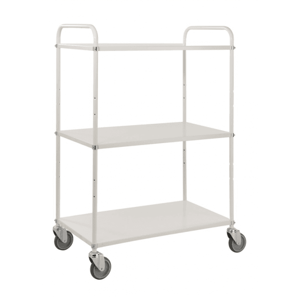 Etagenwagen 3 Böden bis 250kg belastbar 4 Lenkrollen weiss - Palo24