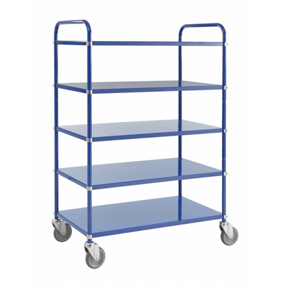 Etagenwagen 5 Böden bis 250kg belastbar 4 Lenkrollen, blau - Palo24