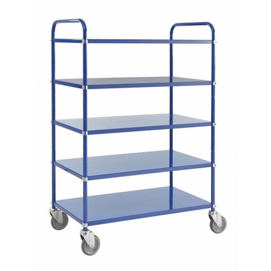 Etagenwagen 5 Böden bis 250kg belastbar 4 Lenkrollen, blau - Palo24