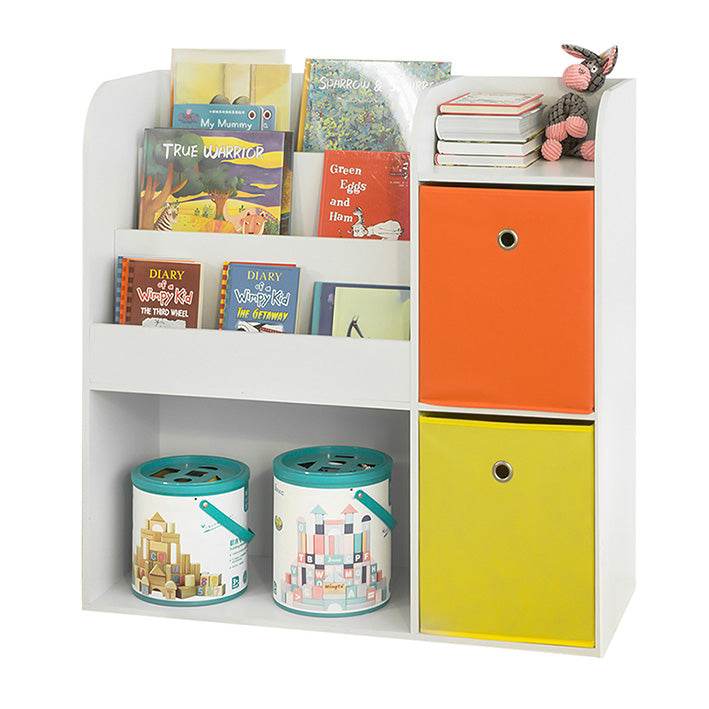 Kinderbücherregal | Spielzeugtruhe | Aufbewahrungsregal für Kinder | Weiss KMB37-W - Palo24