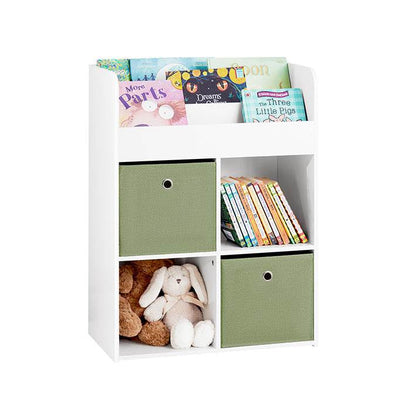 Kinderbücherregal mit 2 Stoffboxen | Spielzeugregal | Aufbewahrungsregal für Kinder | KMB79-W - Palo24