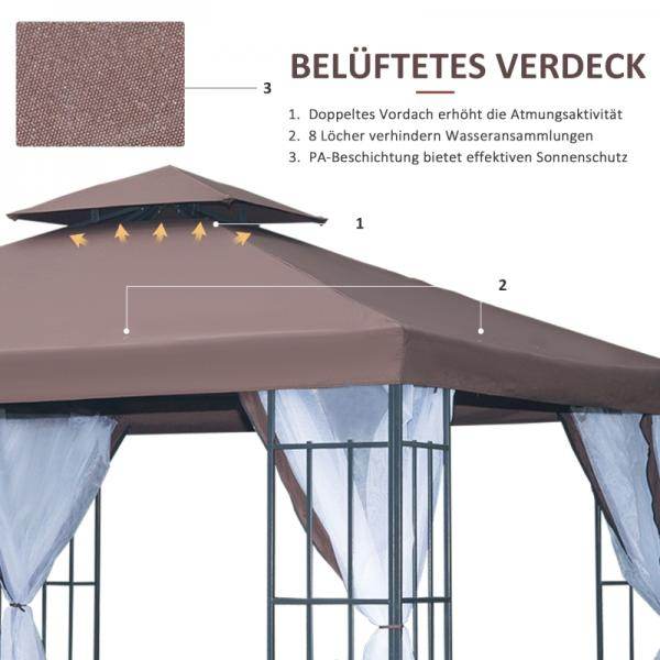 Pavillon Gartenpavillon Partyzelt Gartenzelt Festzelt Doppeldach 3x3m - Palo24