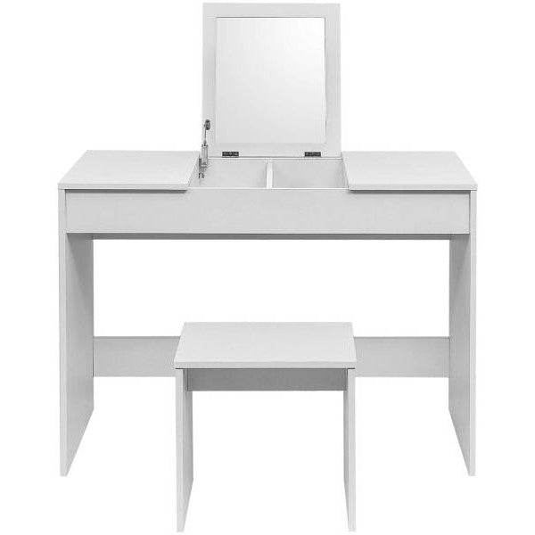Schminktisch Kosmetiktisch Hocker & klappbarem Spiegel Weiss - Palo24