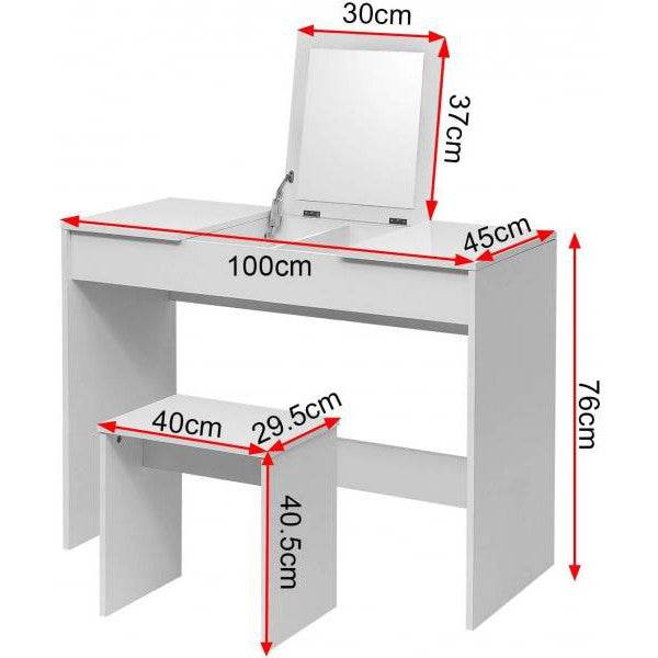 Schminktisch Kosmetiktisch Hocker & klappbarem Spiegel Weiss - Palo24