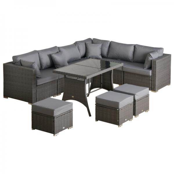 Polyrattan Sitzgarnitur 10 tlg. Sitzgruppe Gartenset Sofagarnitur - Palo24