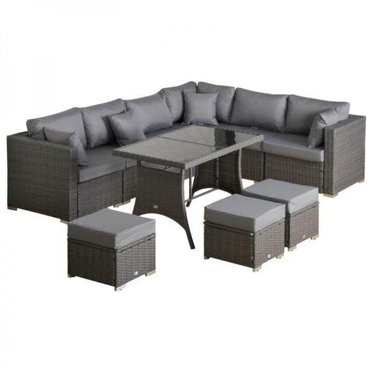 Polyrattan Sitzgarnitur 10 tlg. Sitzgruppe Gartenset Sofagarnitur - Palo24